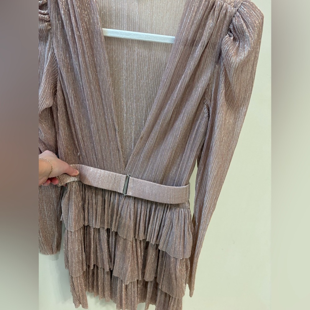 Sabina Musayev Metallic Long Sleeve Dress - Picture 2 of 5